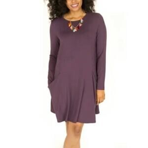 Betabrand Womens S Purple Oversized Travel Dress Silk Long Sleeve Casual NEW